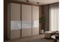 Шкаф-купе 3-дверный Magnus 240х230 см, кашемир, белый глянец, профиль - чёрный