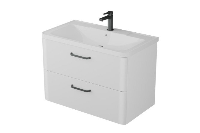 Изображение товара Тумба для ванной Tibr 80 58025 белый глянец с раковиной 77,9х60х45 см