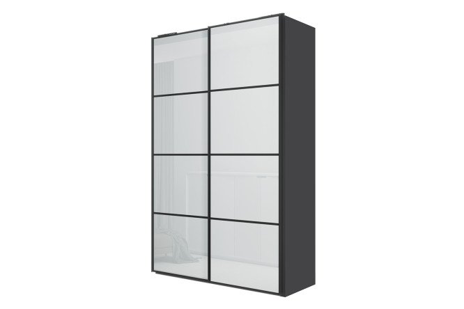 Изображение товара Шкаф-купе Оскар Ультра 150x236x58 см антрацит белое стекло чёрный профиль