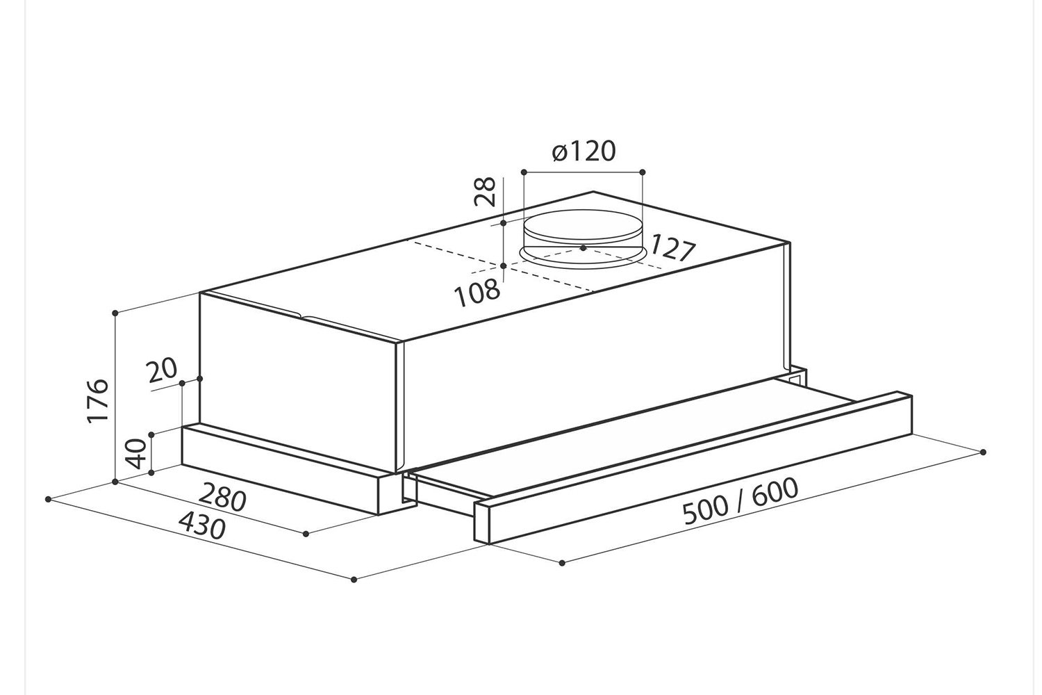 Вытяжка HUBBLE 2M 600