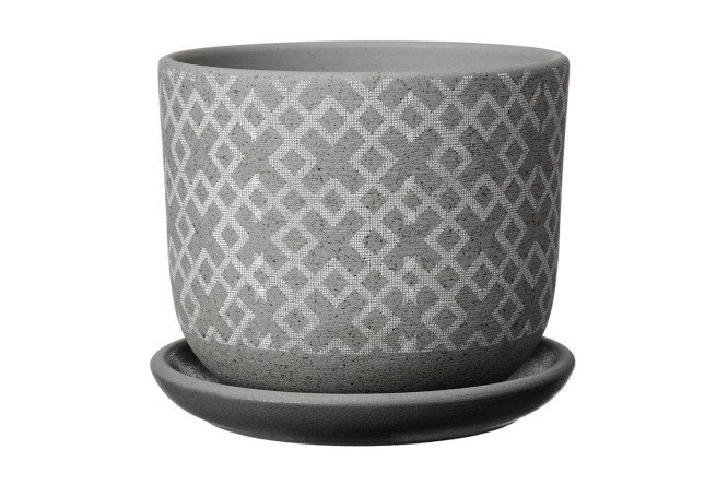 Изображение товара Горшок для цветов Кросс из керамики, серый, размеры 18,7х15,6х18,7 см