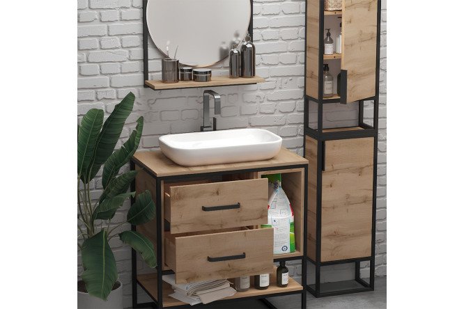 Пенал 1Marka Grunge Loft 35Н/П 1д Напольный, 35х90х20 см, Правый