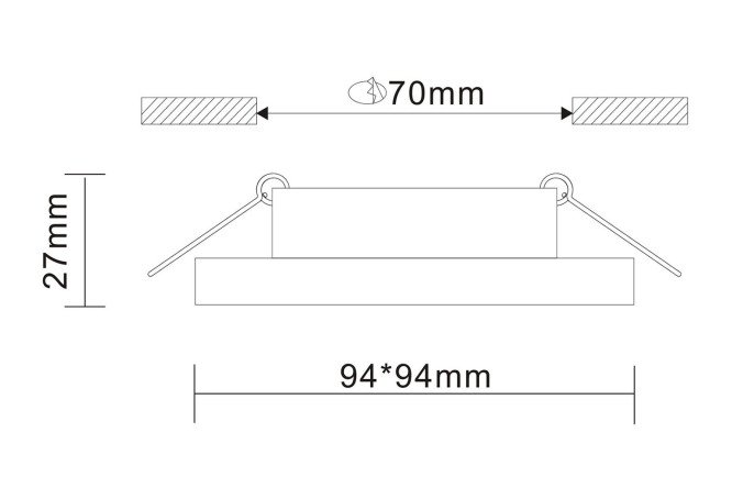 Светильник встраиваемый ST LUCE ST205 2.5 кв.м, 9.4x2.7x9.4 см, GU10