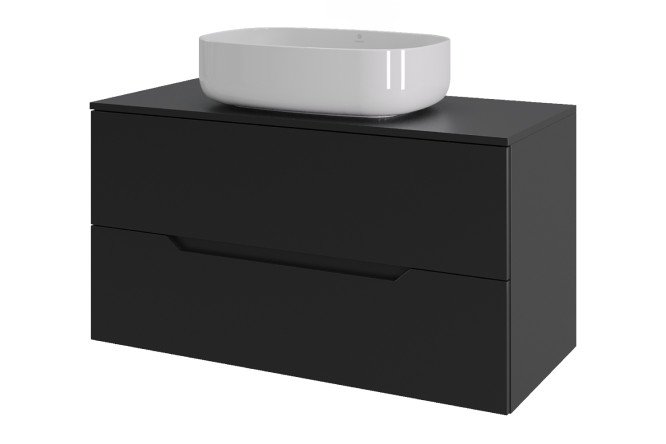 Изображение товара Тумба подвесная ORANGE Line 100 с раковиной черного цвета