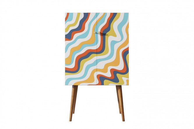 Изображение товара Комод Berber с принтом и коричневым каркасом 70х120х45 см