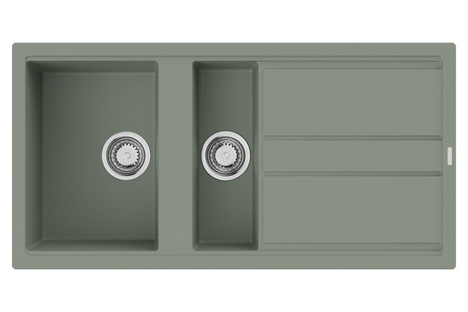 Изображение товара Врезная мойка с крылом OMOIKIRI Kitagawa 100-2-WG 100x51x20 см artceramic