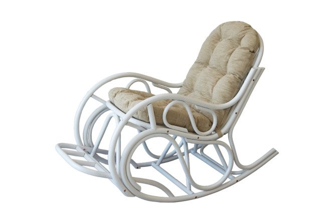 Изображение товара Кресло-качалка 05/05 белое с бежевыми мягкими элементами 55х90х125 см