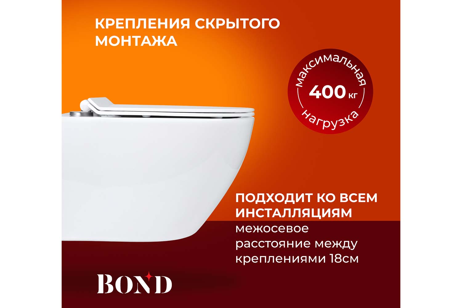 Унитаз подвесной BOND Овал F12-10 36х38х54 см