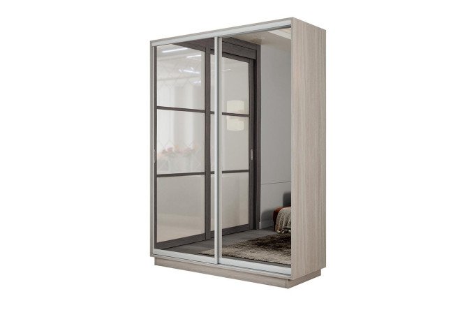 Изображение товара Шкаф-купе Slide-2 160x220x45 см ясень шимо светлый серебро с зеркалами