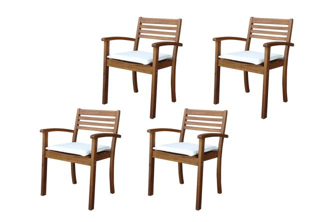 Изображение товара Комплект стульев Каро цвет каркаса натуральный тик, мягких элементов слоновая кость