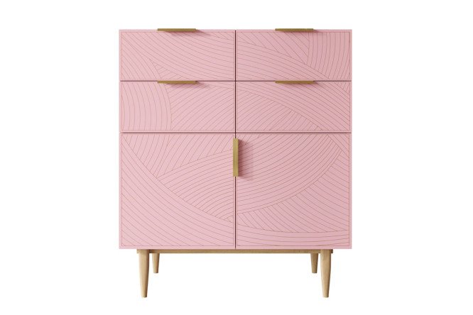 Изображение товара Большой комод Line с 4 ящиками и дверками 90х105х60 см розовый орех