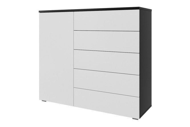 Изображение товара Комод Оскар Лайн 125,4х109,2х44 см антрацит и белый push-to-open
