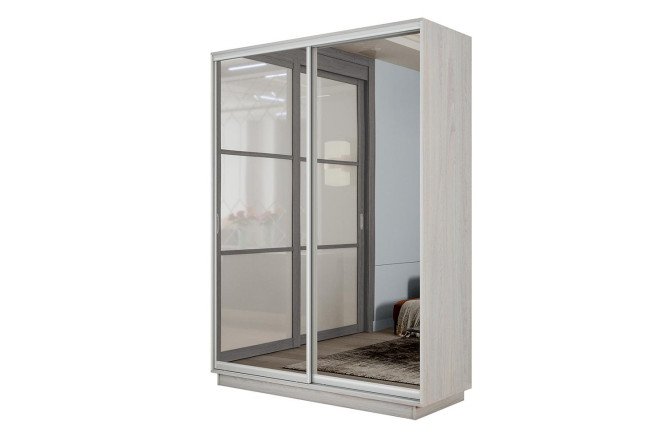 Изображение товара Шкаф-купе Slide-2 160x240x60 см ясень шимо светлый серебро 2 зеркала