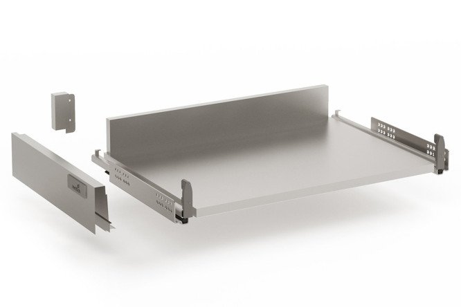 Выдвижной ящик низкий шкафа с push to open полного выдвижения Hettich InnoTech 56.8х8.4х47 см