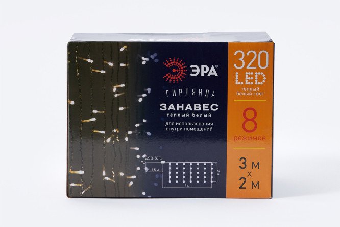 Изображение товара Гирлянда ЭРА Занавес 3 м с 320 светодиодами для праздничной и декоративной подсветки