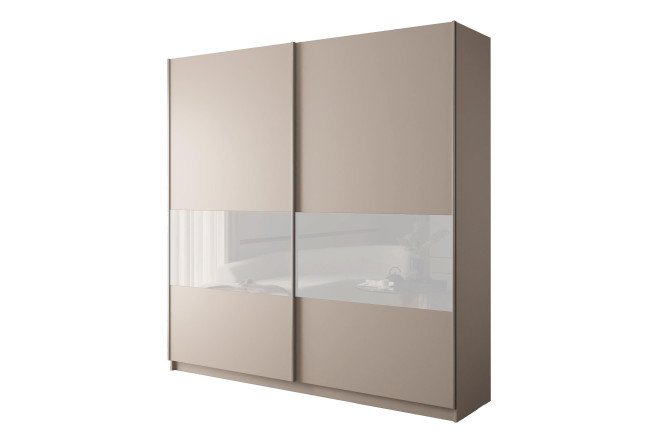 Изображение товара Двухдверный шкаф-купе Chester 220x230 см белый глянец с серебристым профилем