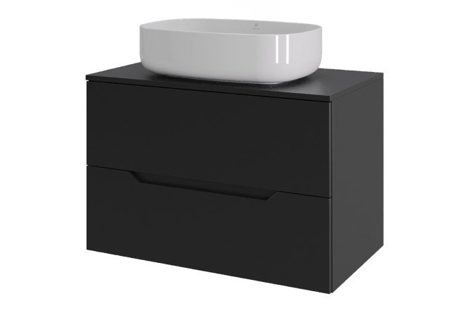 Изображение товара Тумба подвесная ORANGE Line 80 с раковиной черного цвета