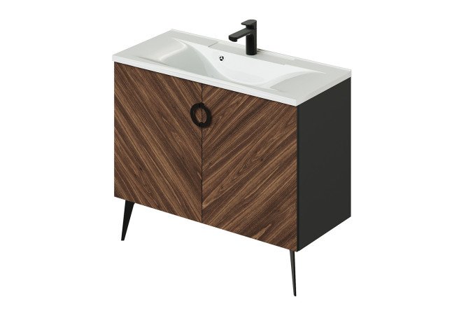 Изображение товара Тумба напольная Palladio 98.7 см, цвет каркаса дуб бурбон, фасада дуб бурбон