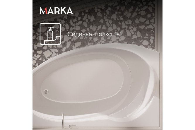 Ванна пристенная Marka One Джулианна (Julianna) L, левый, белый 170x100 см
