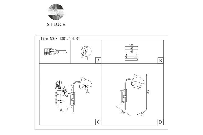 Бра ST LUCE Minne 3 кв.м, E14