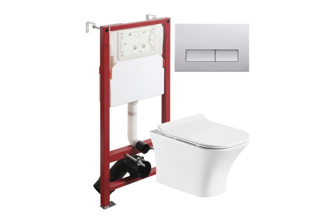 Изображение товара Подвесной унитаз ORANGE CI02-100W+APB200 с сиденьем и инсталляцией