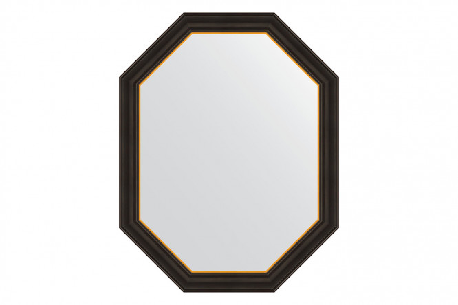 Изображение товара Настенное зеркало в багетной раме EVOFORM Polygon 73х93 см чёрное дерево с золотом