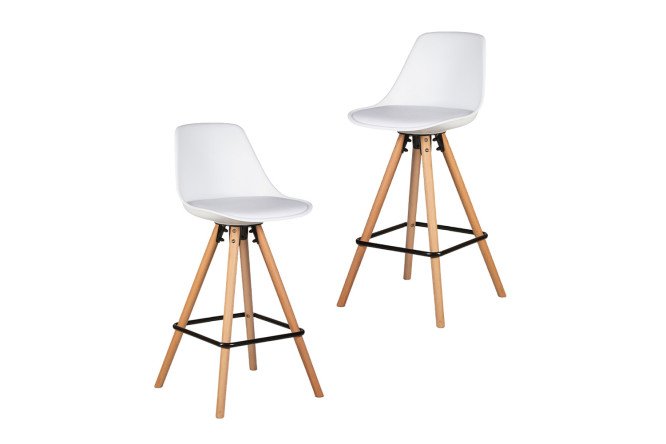 Изображение товара Комплект барных стульев DOBRIN Ronni 43х93х45 см, цвет обивки белый, ножек светлый бук