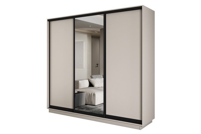 Изображение товара Шкаф-купе Slide-2 v.2 210x240x45 см, кашемир/чёрный профиль, с одним зеркалом Изображение товара Шкаф-купе Slide-2 v.2 210x240x45 см, кашемир/чёрный профиль, с одним зеркалом