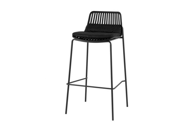 Стул барный с подушкой Stool Group Лоуран 49х100х49 см, цвет обивки чёрный, сидушки чёрный
