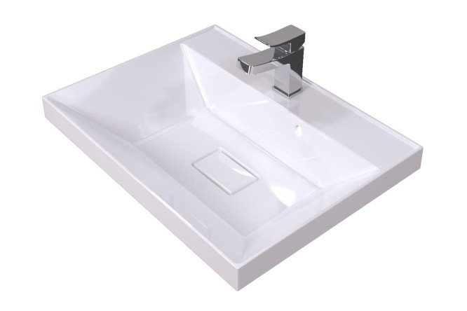 Изображение товара Накладной умывальник Bazis 60х15,8х45 см из литого мрамора белый