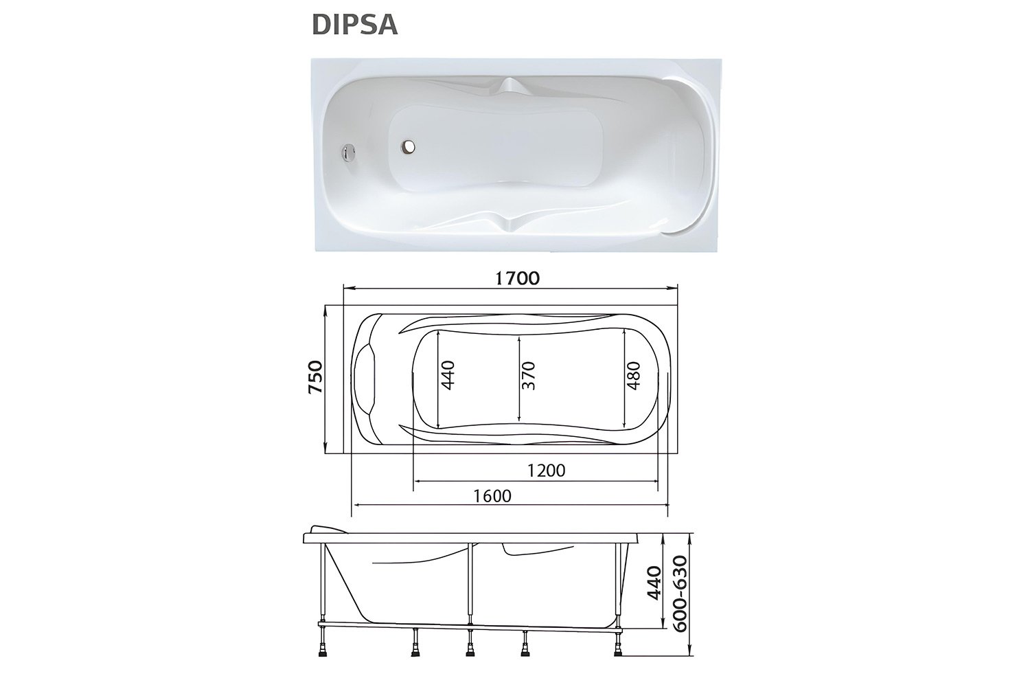 Ванна Marka One Dipsa белый 170x75 см