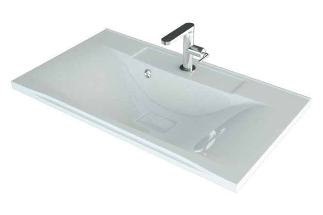 Изображение товара Умывальник накладной MADERA Milen 75 из литьевого мрамора 74,2х14х44,5 см