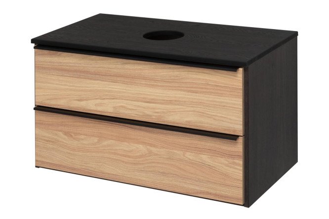 Изображение товара Тумба подвесная RUNO Мальта с черным каркасом 85 см