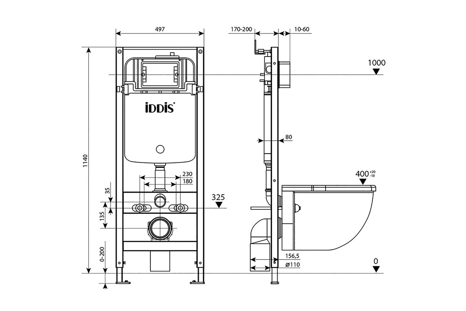 Инсталляция с клавишей смыва IDDIS Optima home