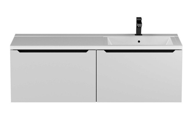 Изображение товара Тумба подвесная Tanos 291020264 для ванной комнаты 120 см, цвет каркаса белый, графит, фасада белый