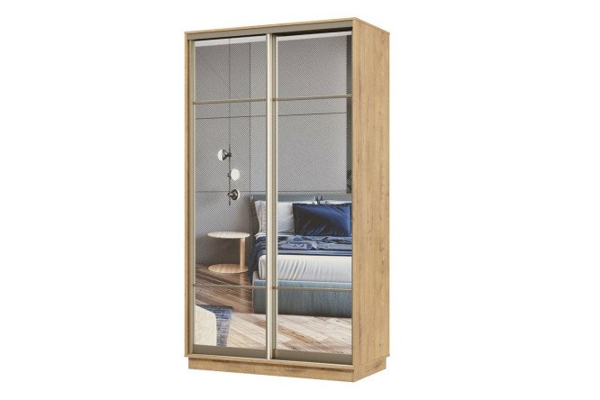 Изображение товара Шкаф-купе 2-дверный Практик 120х240х45 см, бунратти, цвет профиля - шампань