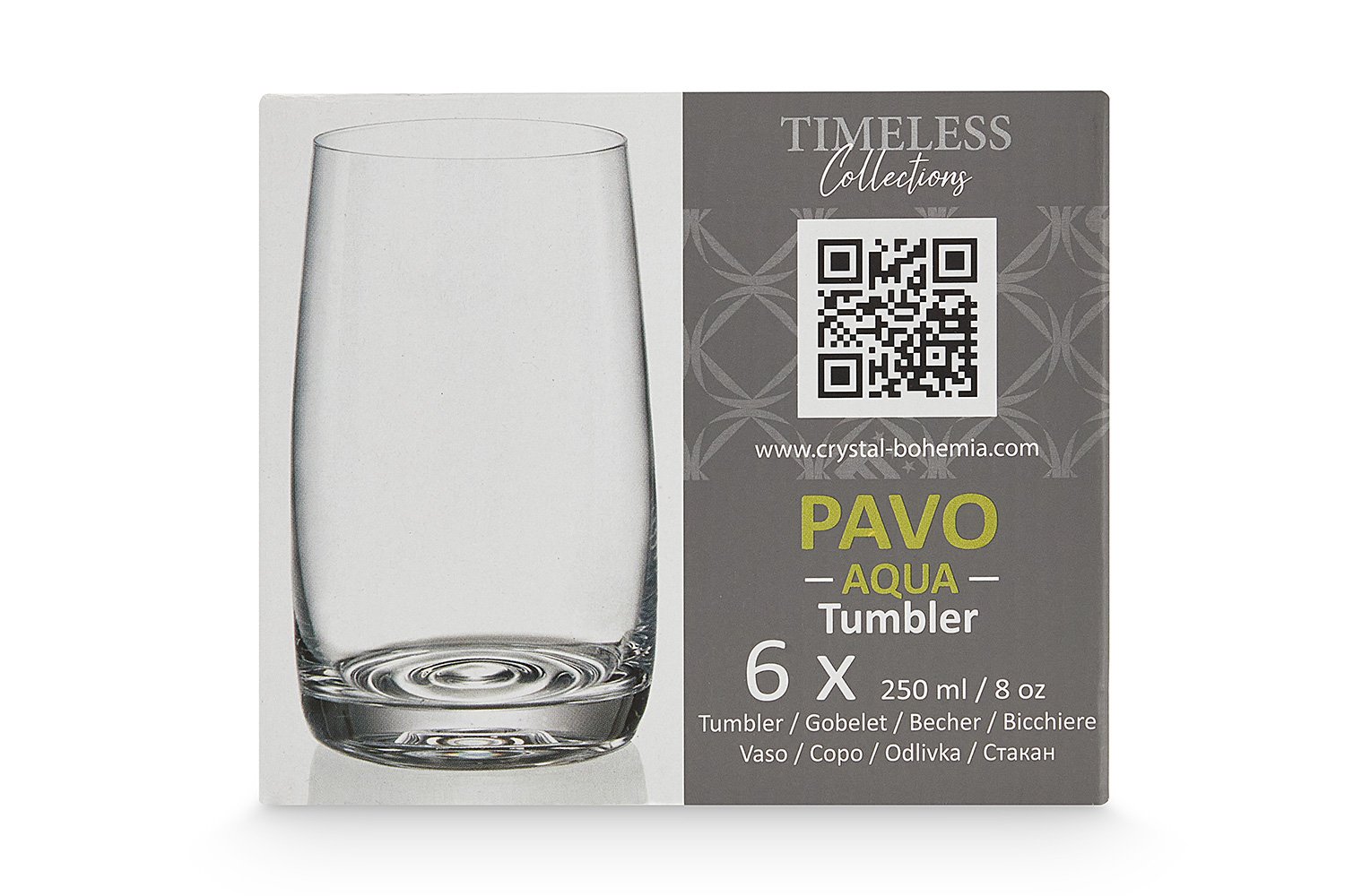 Набор стаканов CRYSTAL BOHEMIA Pavo aqua 250 мл, Стекло, 6 шт.