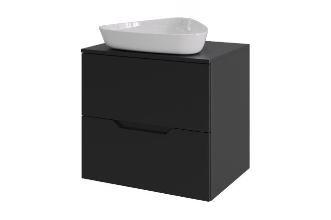 Изображение товара Тумба подвесная ORANGE Line 60 Li-60TubMDF+B07-500W черная с раковиной