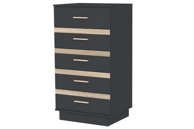Изображение товара Комод высокий Анона антрацит и дуб сонома размеры 64,6х120,1х50,2 см