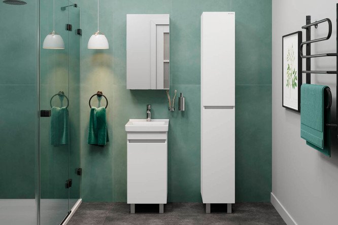 Изображение товара Ванный гарнитур Милтон Квадро 40 напольный белый современный дизайн