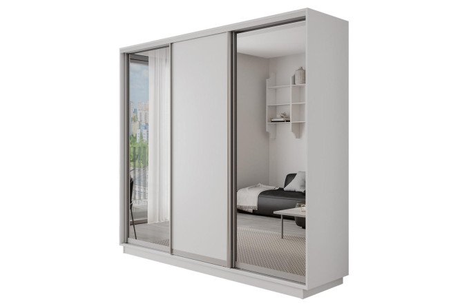 Изображение товара Шкаф-купе 3-дверный Оптима 180x220x60 см белый снег с зеркалами