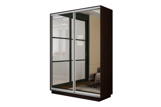 Изображение товара Двухдверный шкаф-купе Slide-2 140x220x60 см венге серебро зеркала