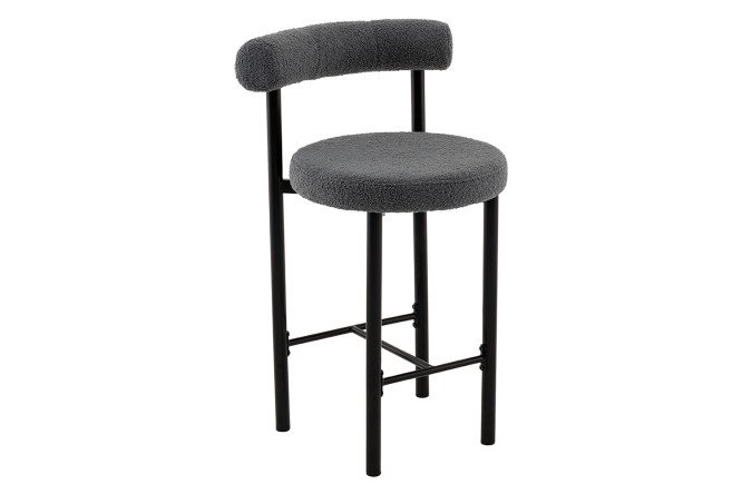Стул полубарный Stool Group Флорео 54х90х55 см, цвет обивки тёмно-серый, ножек чёрный