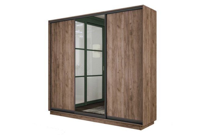 Изображение товара Шкаф-купе Slide-2 v.2 210x240x60 см, дуб табачный/чёрный профиль