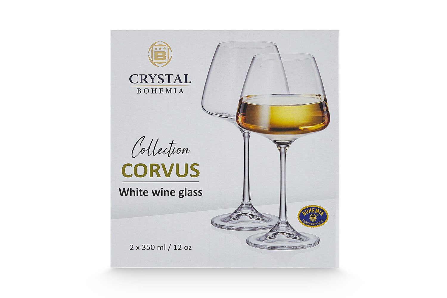 Набор бокалов для белого вина CRYSTAL BOHEMIA Corvus 350 мл, 2 шт., Стекло