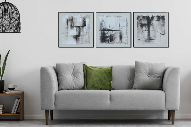 Изображение товара Набор репродукций в раме Тень, 3 части, 60x60 см