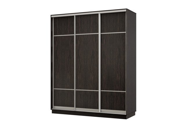 Изображение товара Шкаф-купе 3-дверный Практик 22 180x220x60 см венге профиль серебро