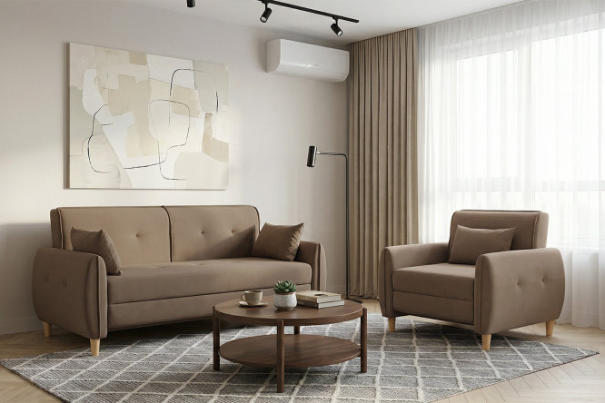 Изображение товара Комплект диван и кресло-кровать Белла какао для гостиной и спальни