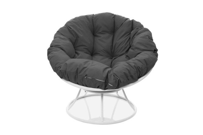 Изображение товара Кресло Папасан цвет каркаса белый, мягких элементов серый