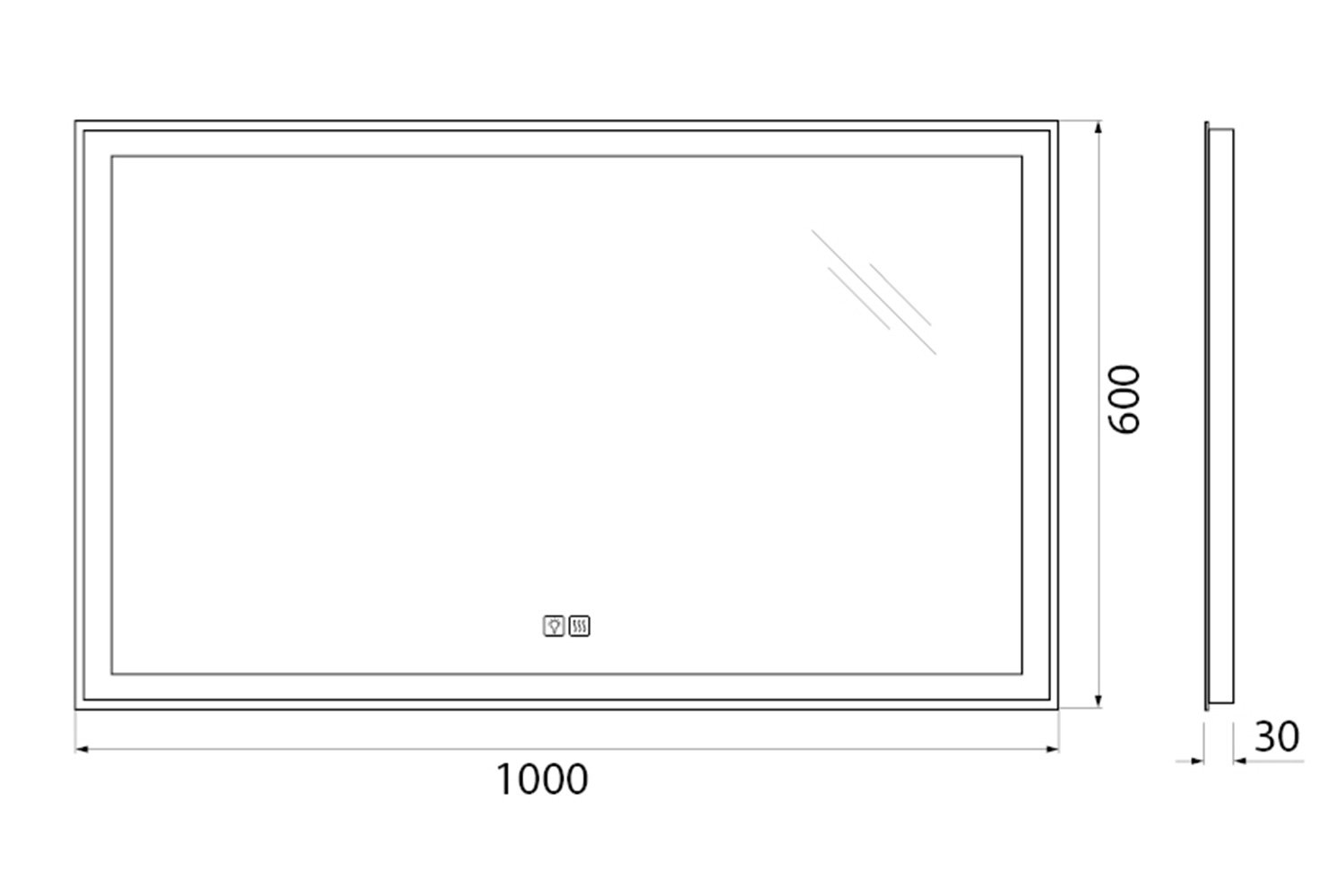 Зеркало с подсветкой BELBAGNO SPC-GRT-1000-600-LED-TCH-WARM с подогревом 100х60 см